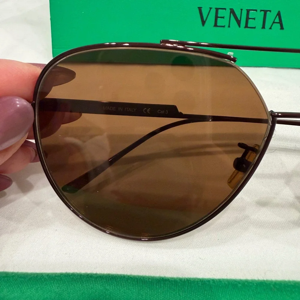 Bottega Veneta  Brown Aviator Sunglasses Made in Italy